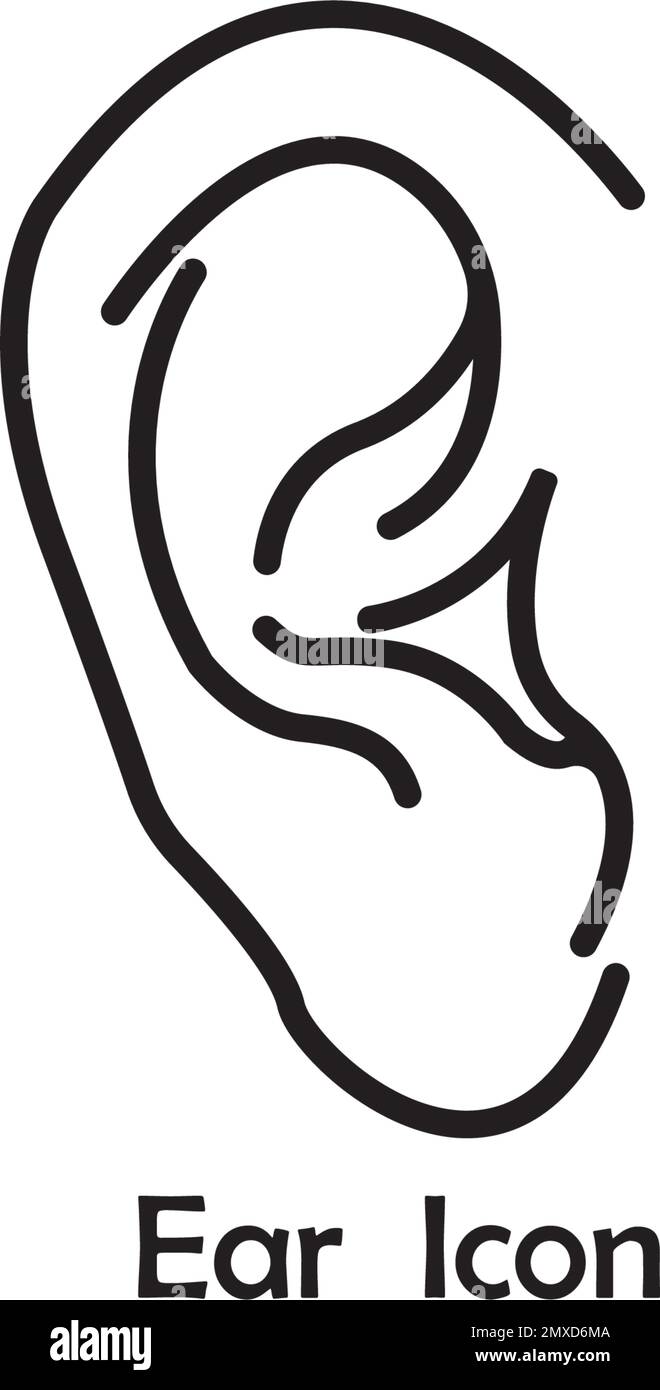Icona del vettore auricolare, simbolo dell'udito. Design semplice e piatto per app web o mobile Illustrazione Vettoriale