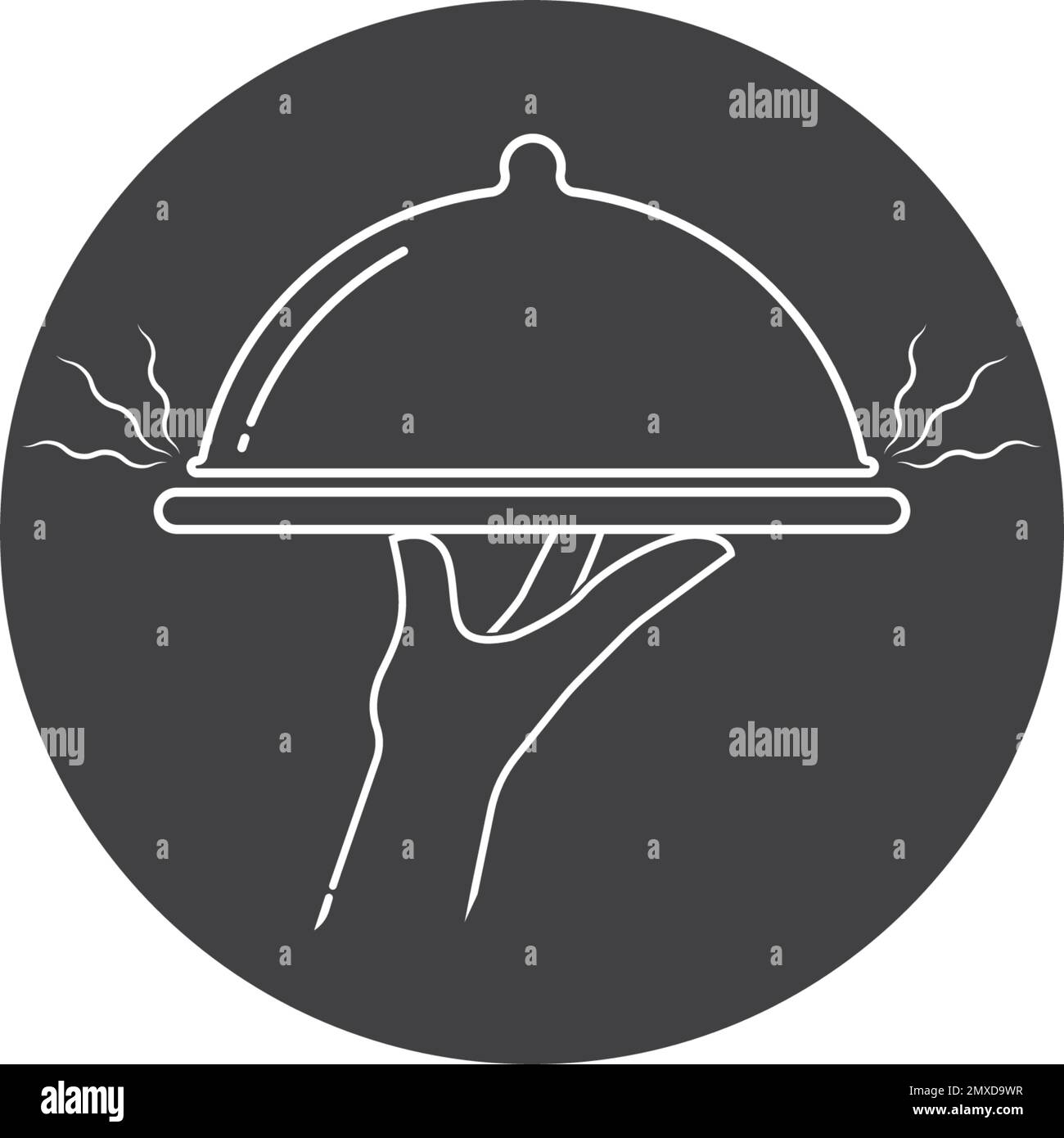 Icona Vector Illustration sul vassoio della mano sullo sfondo bianco. Illustrazione Vettoriale