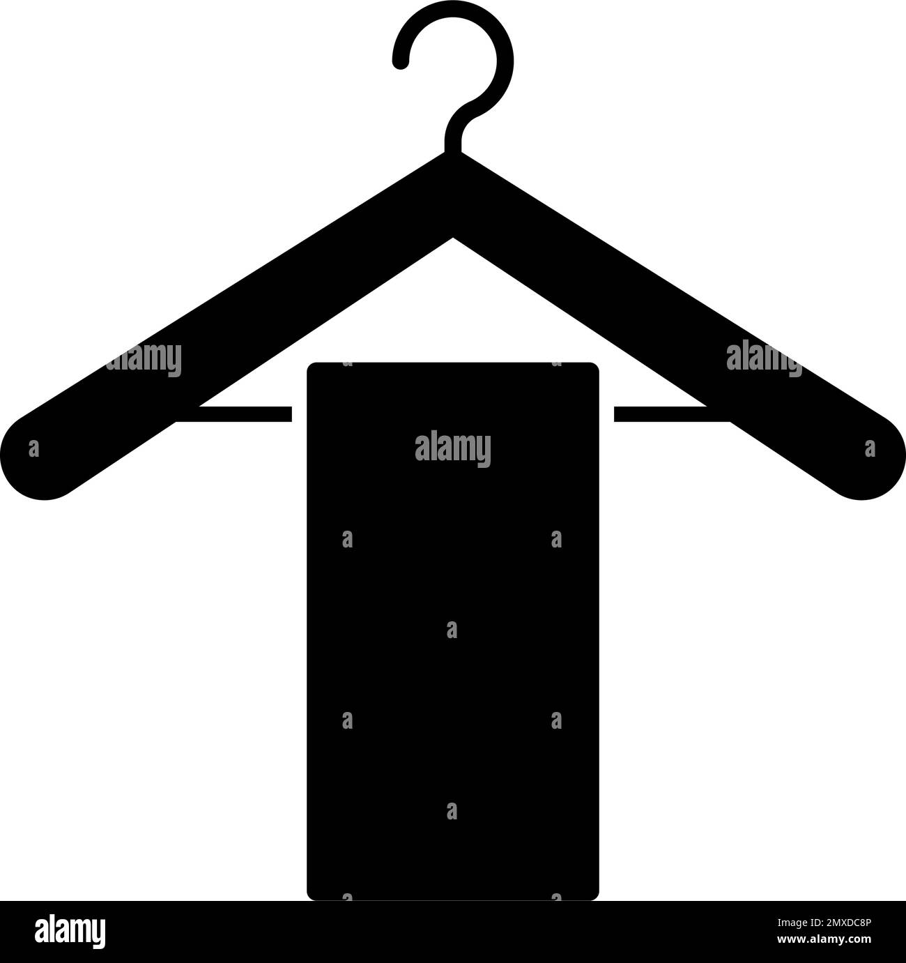 Icona della silhouette di appendiabiti e asciugamani. Vettore modificabile. Illustrazione Vettoriale