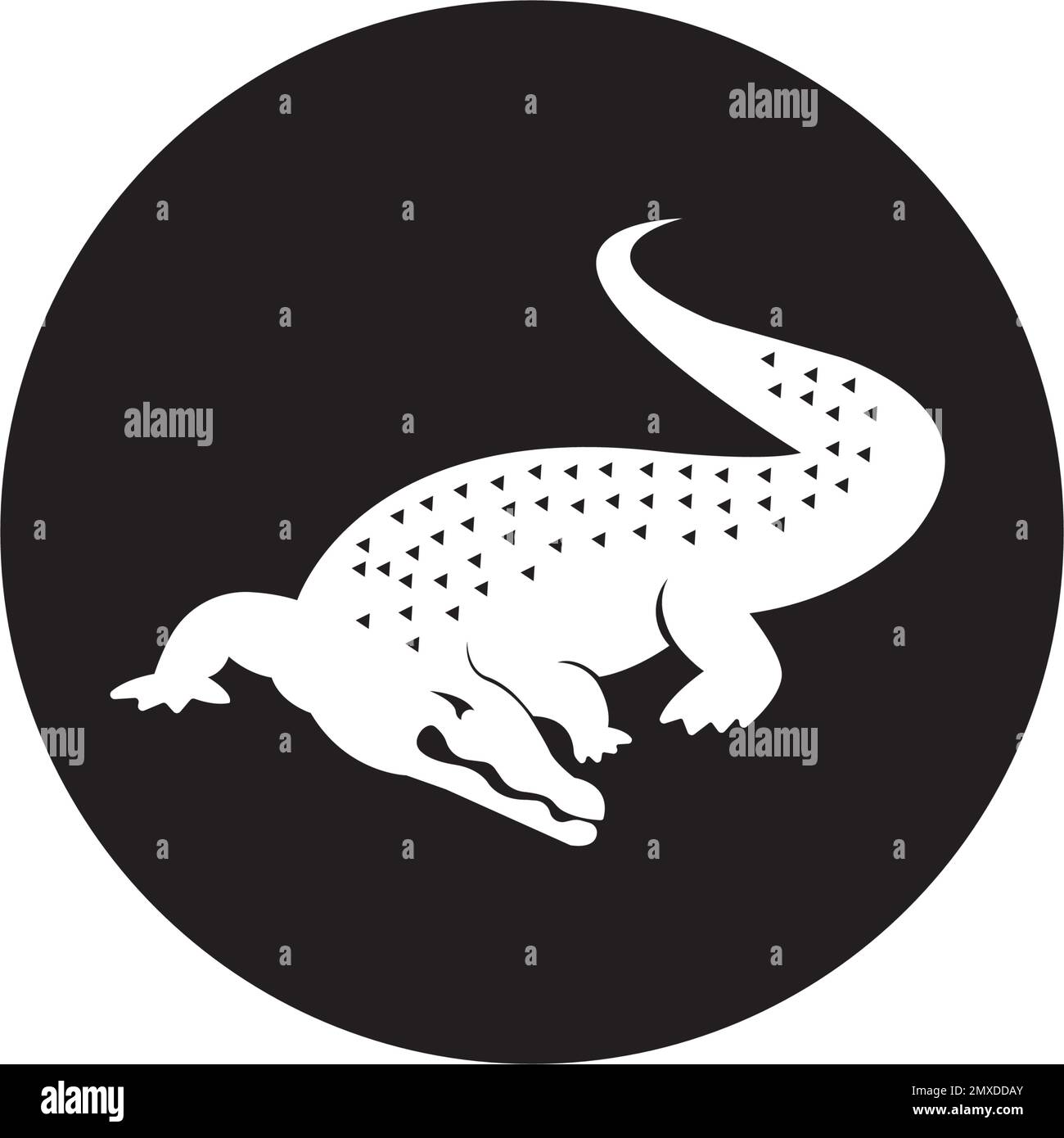 Coccodrillo icona silhouette vettore illustrazione logo design. Illustrazione Vettoriale