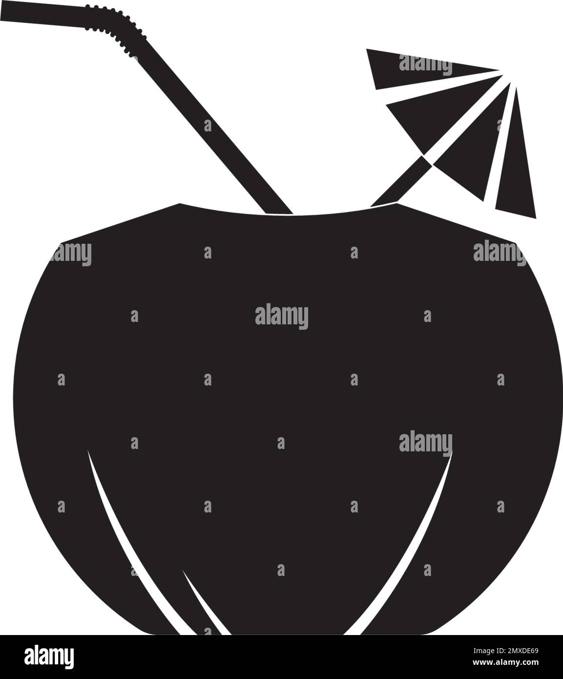 Disegno del logo di illustrazione dell'icona del vettore della bevanda del cocco. Illustrazione Vettoriale
