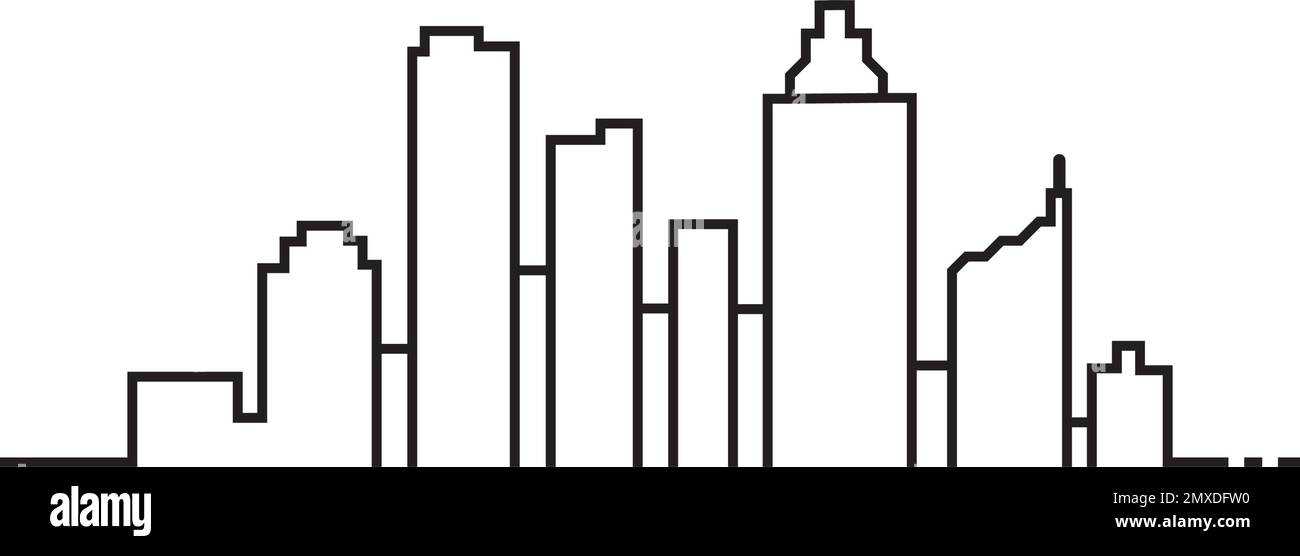 Silhouette di città Vector in stile piatto. Moderna illustrazione urbana landscape.Vector Illustrazione Vettoriale