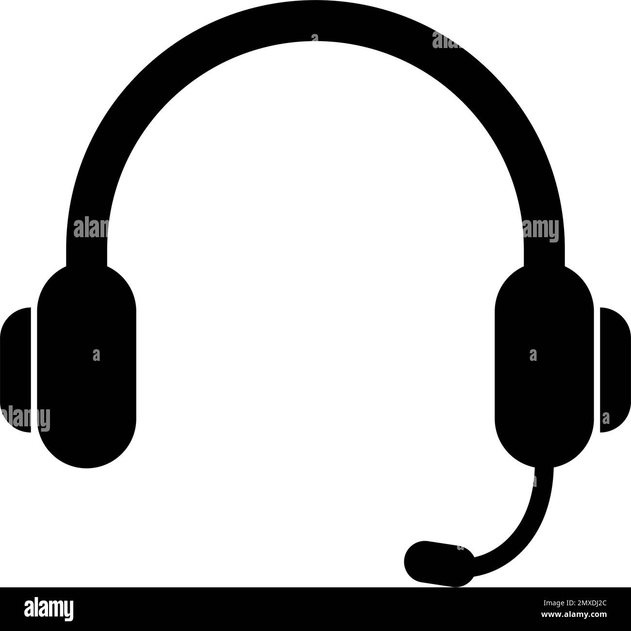 Icona della silhouette delle cuffie con microfono. Vettore modificabile. Illustrazione Vettoriale
