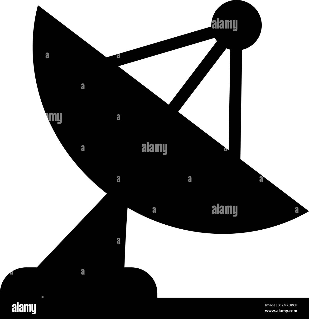 Icona della silhouette dell'antenna parabola. Trasmissione e ricezione di onde radio. Vettore modificabile. Illustrazione Vettoriale