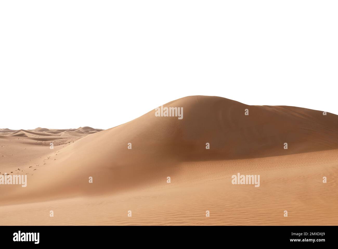 Grande duna di sabbia calda su sfondo bianco Foto Stock