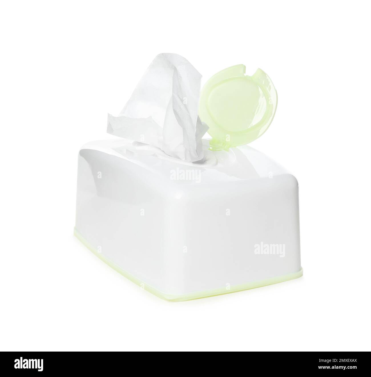 Scatola di fazzolettini di carta isolati su bianco Foto Stock