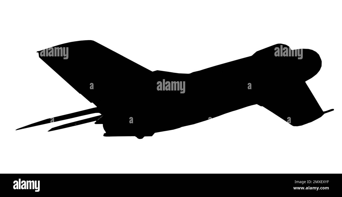 Silhouette di jet fighter esercito isolato su bianco. Macchine militari Foto Stock