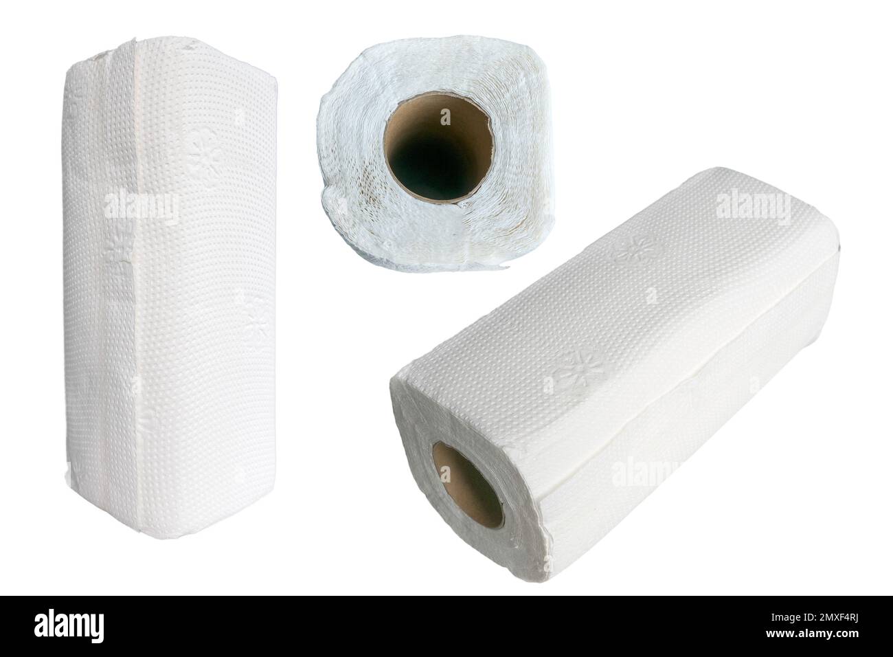 Diversa forma di carta assorbente isolata su sfondo bianco. Foto Stock