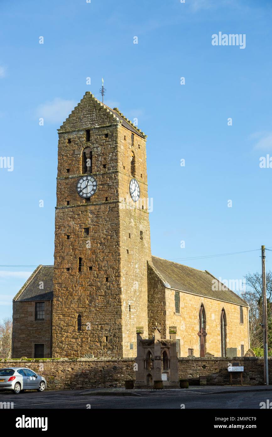 St serfs Torre dell'orologio medievale, Dunning Perthshire Foto Stock