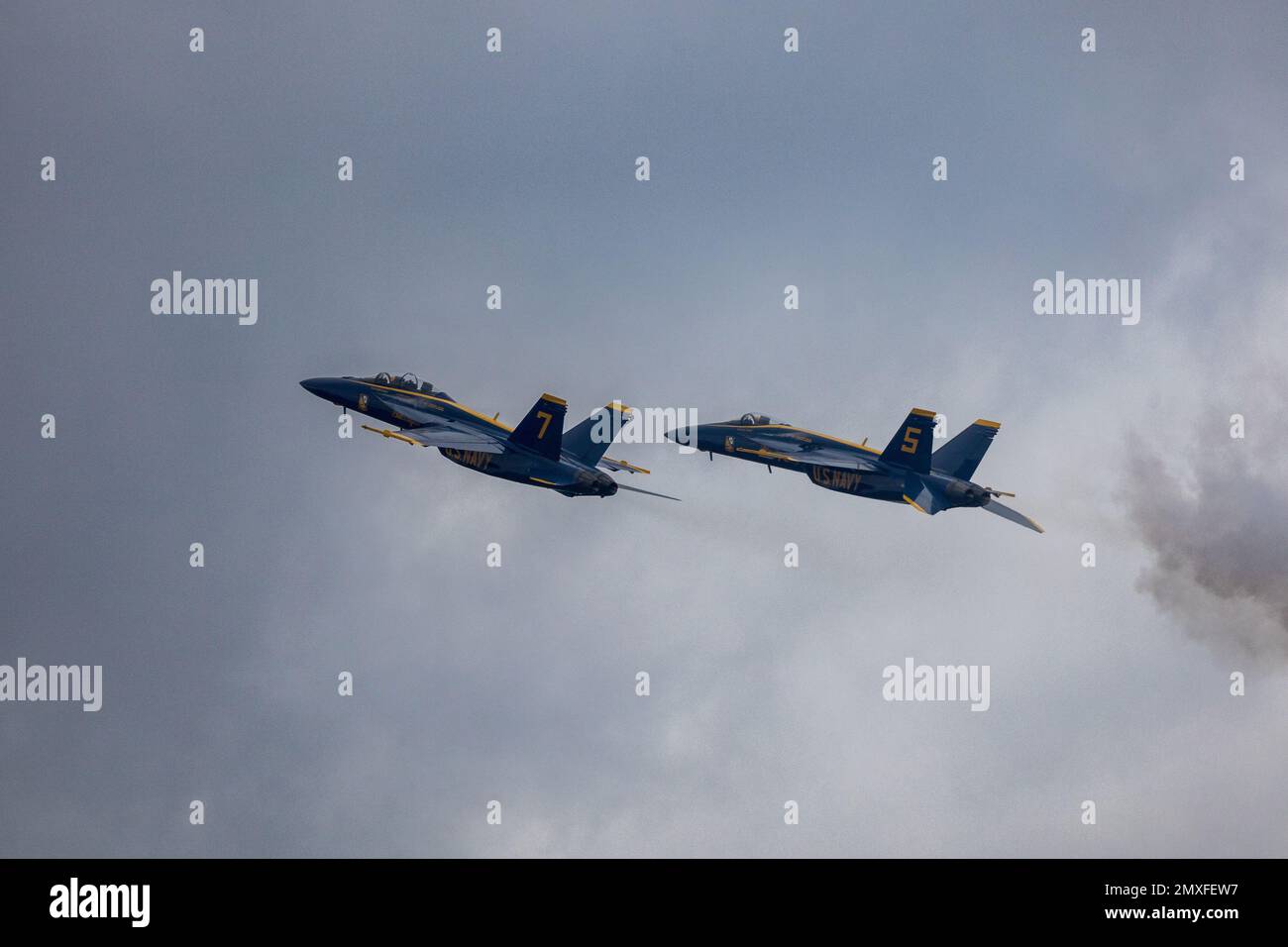 Wings Over Houston, Blue Angels 5 e 7 formazione volando Foto Stock