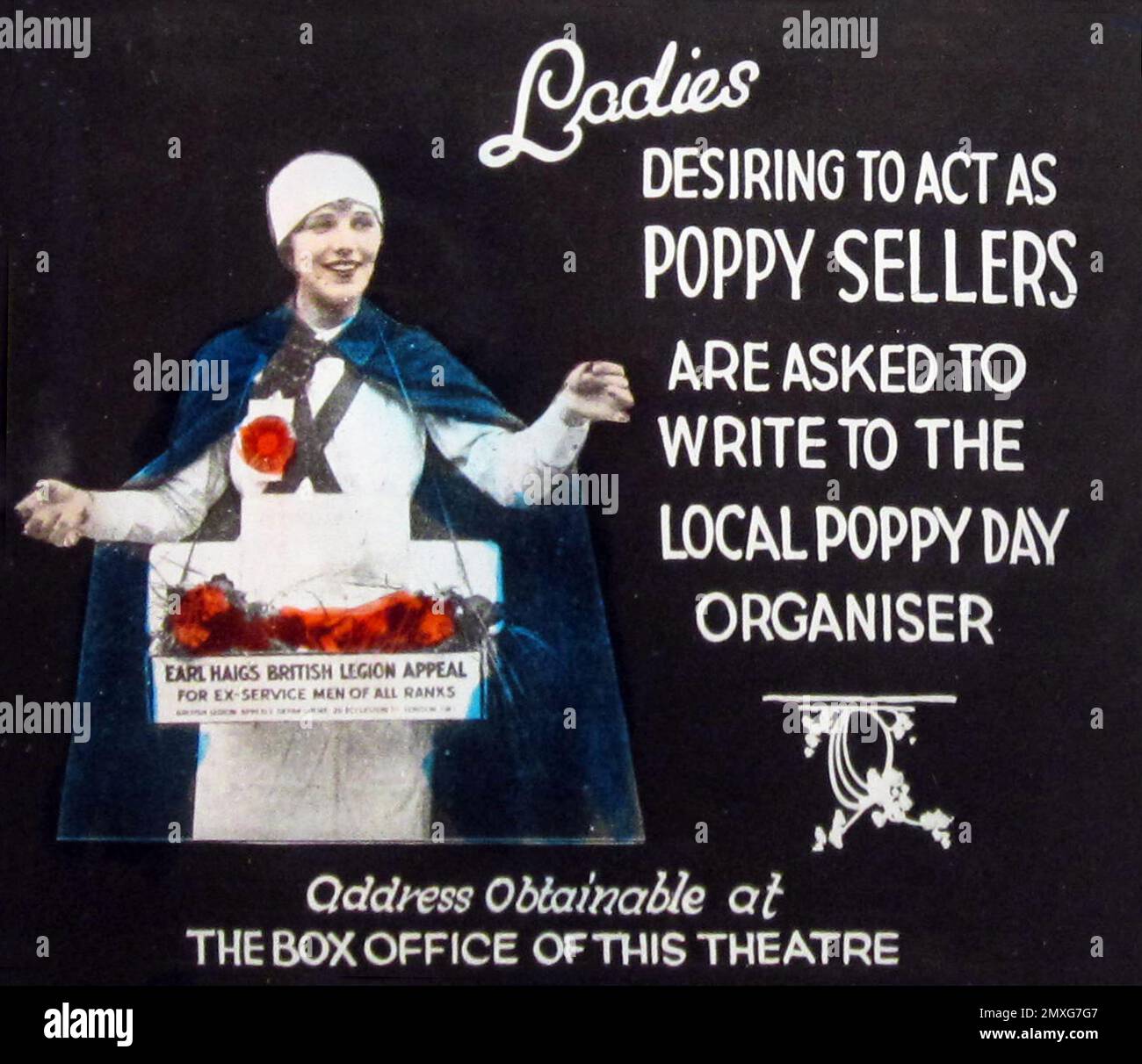 Pubblicità al cinema Poppy Day, inizio 1900s Foto Stock