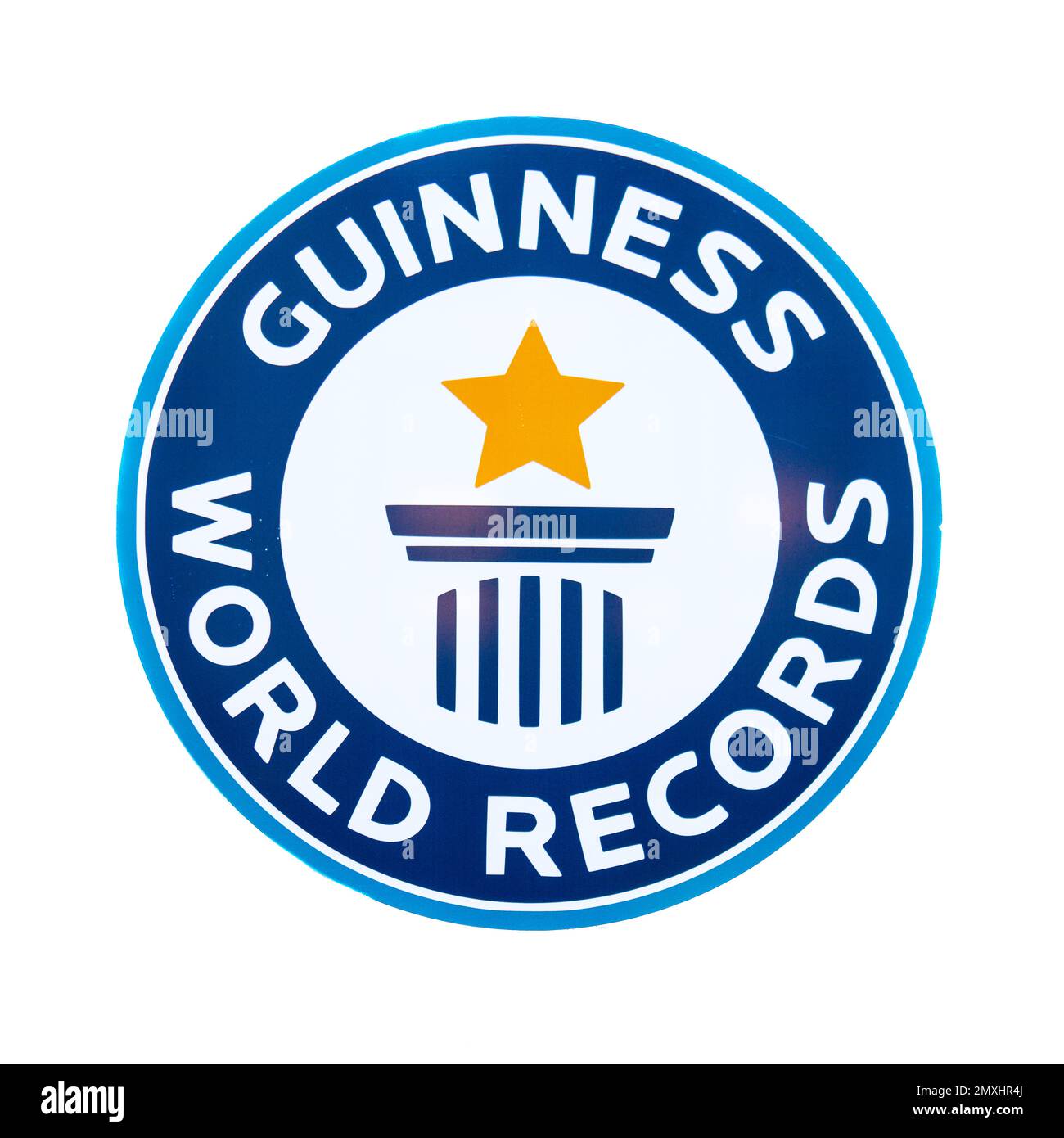 Il round Guinness World record segno isolato su bianco, Copenaghen, Danimarca, 21 settembre 2107 Foto Stock
