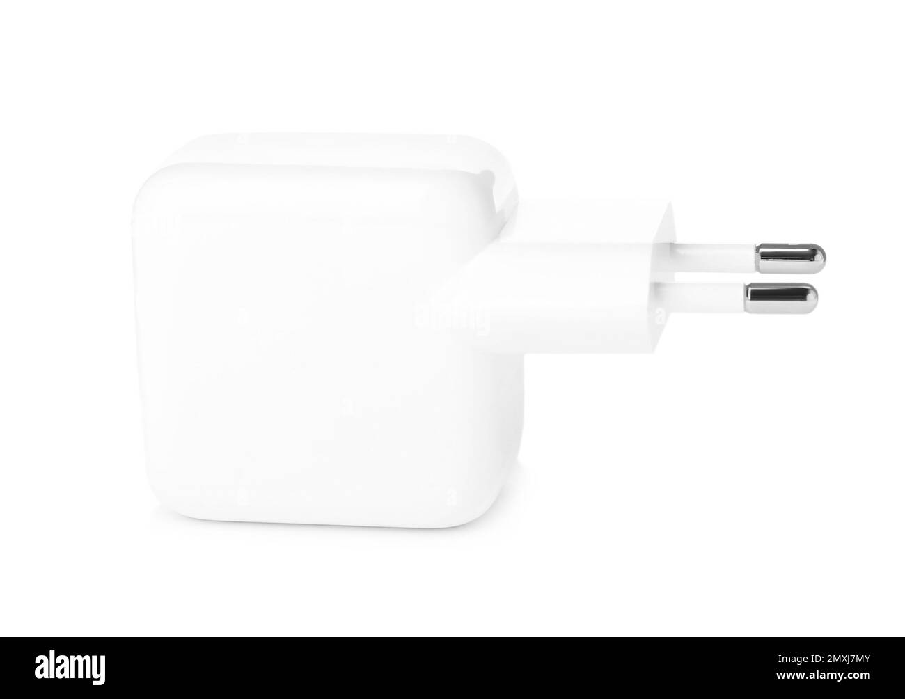 Adattatore di alimentazione USB per la ricarica della batteria isolato su bianco Foto Stock