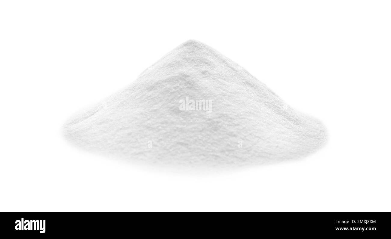 Mucchio di bicarbonato isolato su bianco Foto Stock