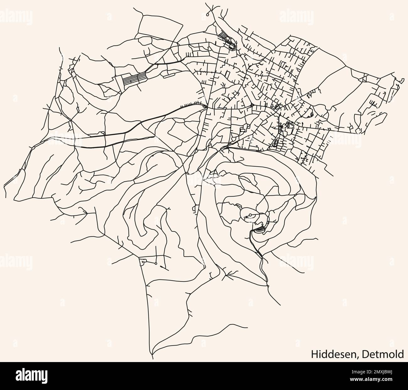 Mappa delle strade del QUARTIERE HIDDESEN, DETMOLD Illustrazione Vettoriale