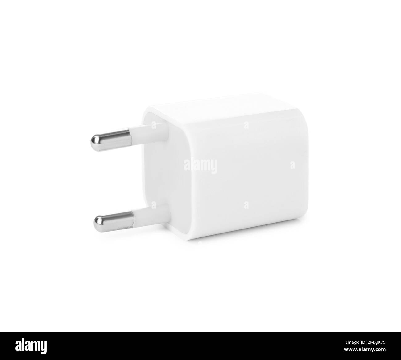 Adattatore di alimentazione USB per la ricarica della batteria isolato su bianco Foto Stock