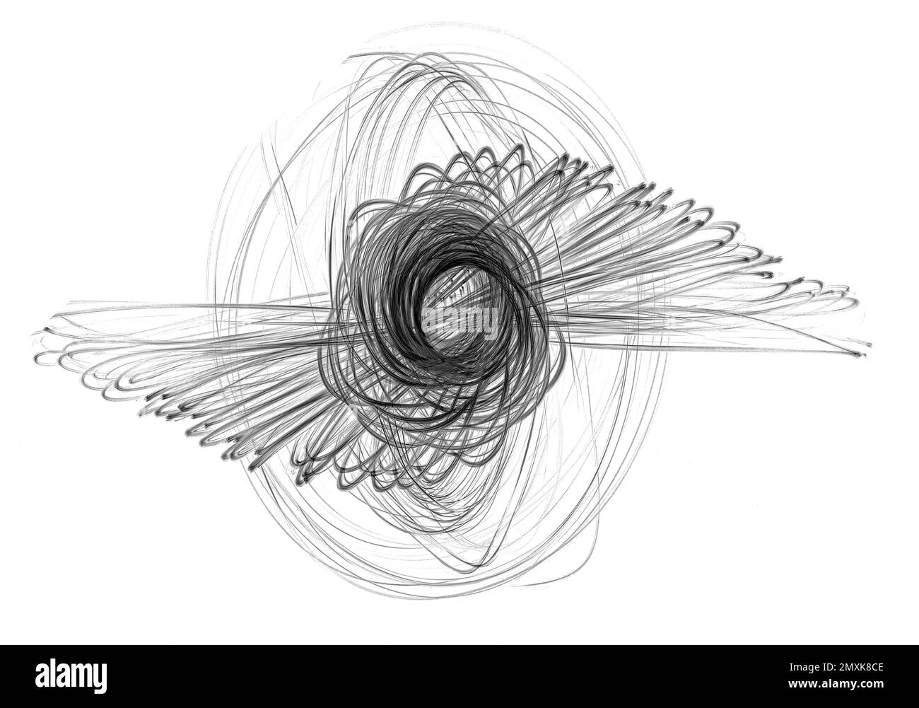 Sfondo luminoso, bianco e nero, figure astratte, esposizione lunga, movimento, Fotografia a pendolo, Baden-Baden, Baden-Württemberg, Germania, Europa Foto Stock