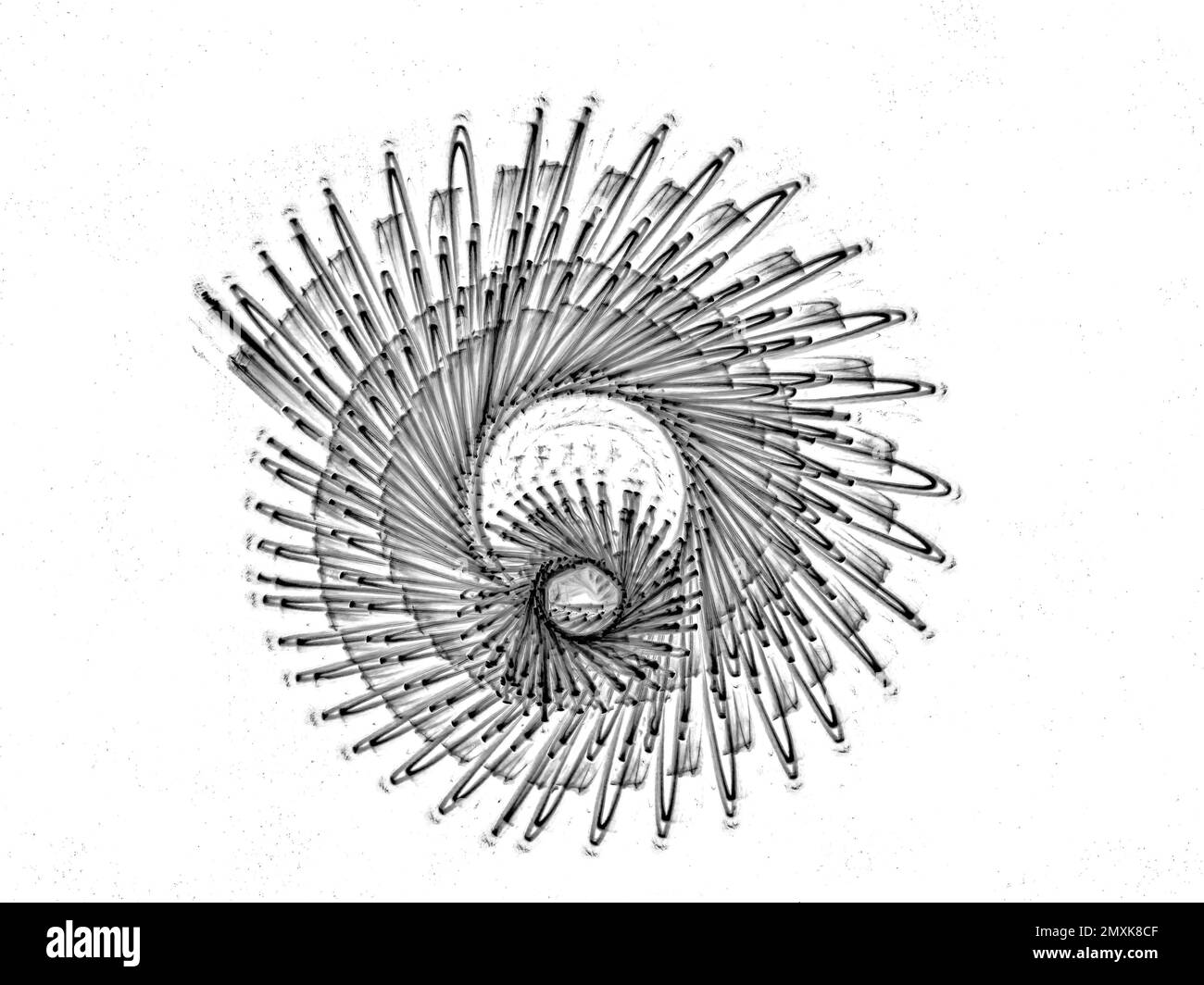 Sfondo luminoso, bianco e nero, figure astratte, esposizione lunga, movimento, Fotografia a pendolo, Baden-Baden, Baden-Württemberg, Germania, Europa Foto Stock