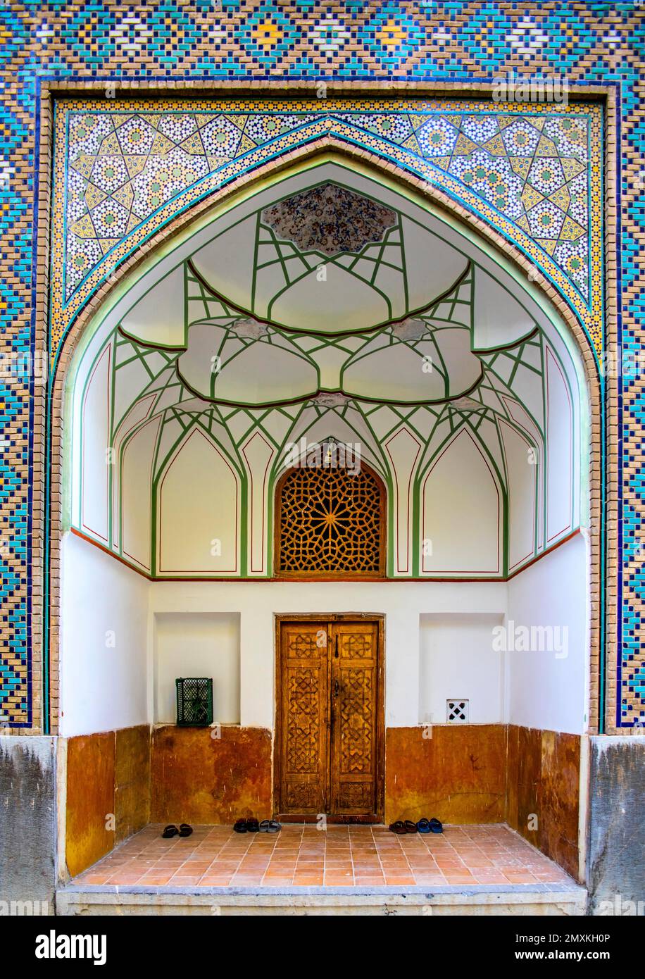 Cella studentesca, Medrese-ye-Chahar Bagh, Università dei quattro Giardini, Isfahan, Isfahan, Iran, Asia Foto Stock