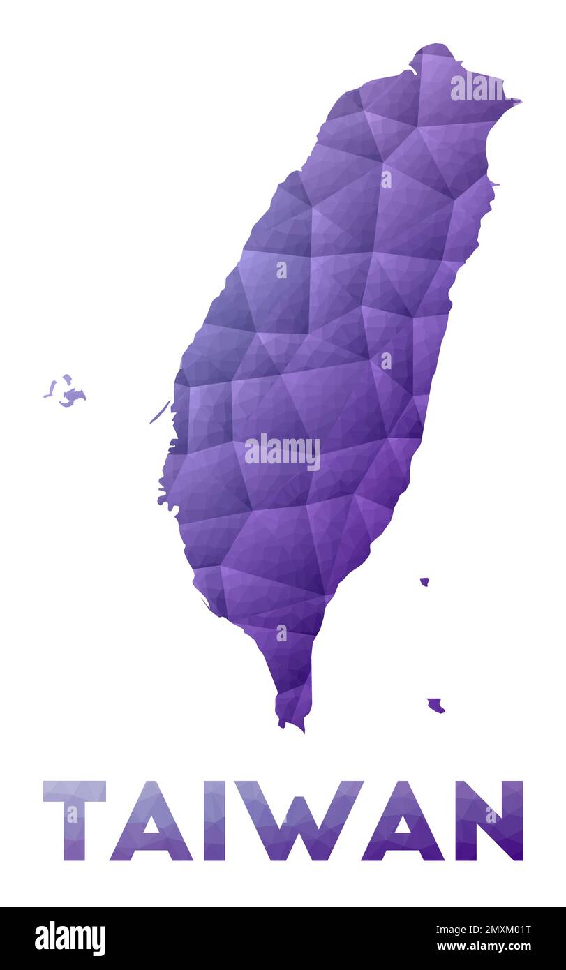 Mappa di Taiwan. Illustrazione poly bassa del paese. Design geometrico viola. Illustrazione del vettore poligonale. Illustrazione Vettoriale