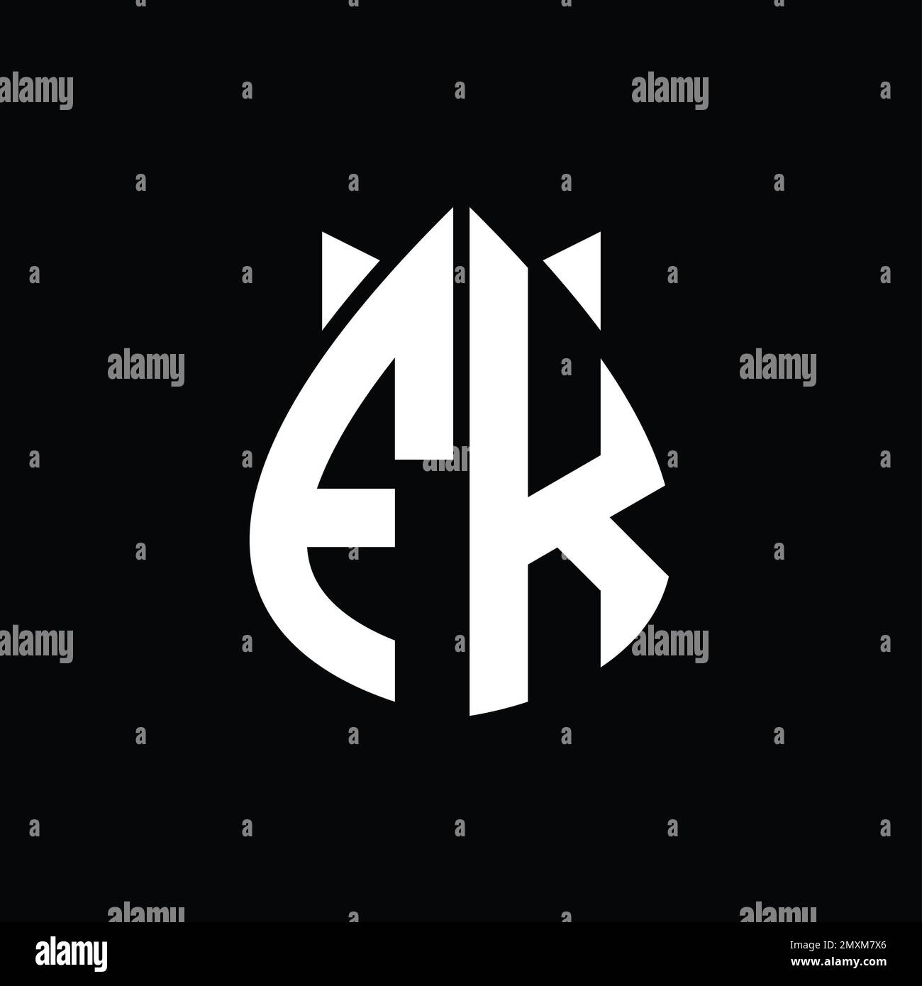 FK Logo monogramma gocce corona astratta forma vettoriale immagini modello di disegno Foto Stock