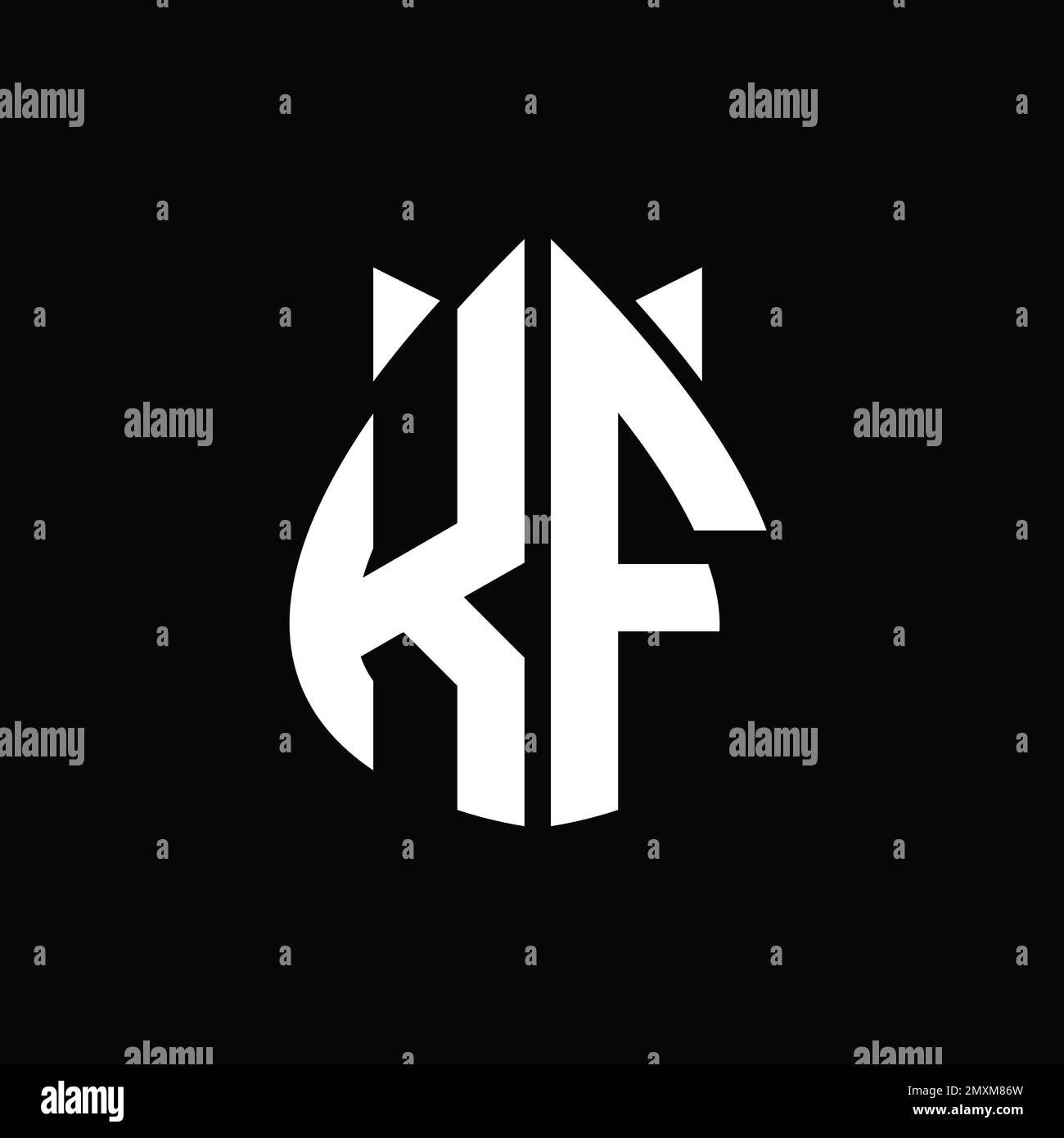 KF Logo monogramma gocce corona astratta forma vettoriale immagini modello di disegno Foto Stock