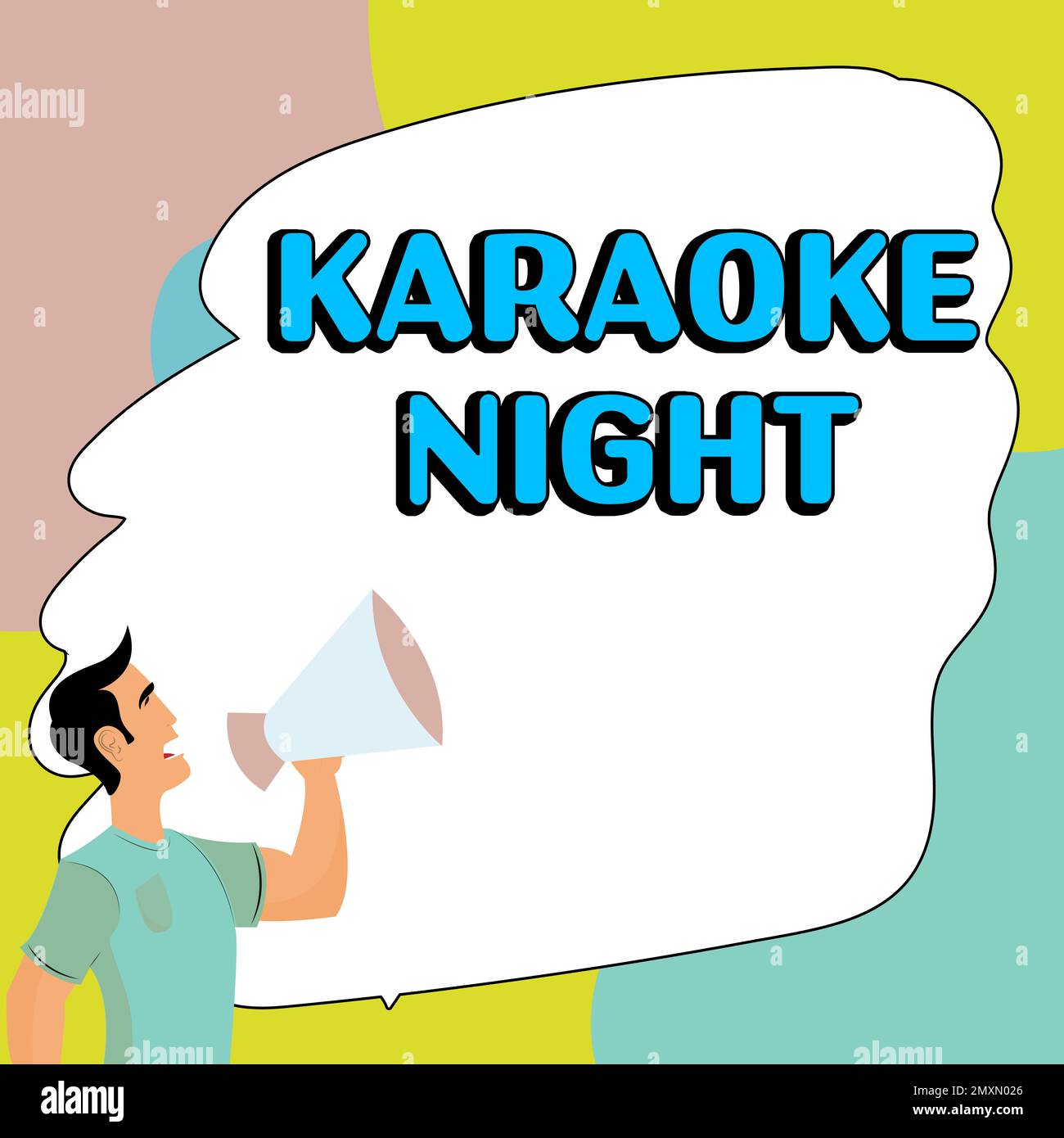 Didascalia di testo che presenta Karaoke Night. Panoramica del business intrattenimento cantare insieme alla musica strumentale suonata da una macchina Foto Stock