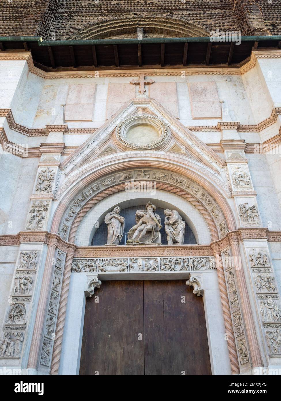 Basilica di San Petronio portale, Bologne Foto Stock