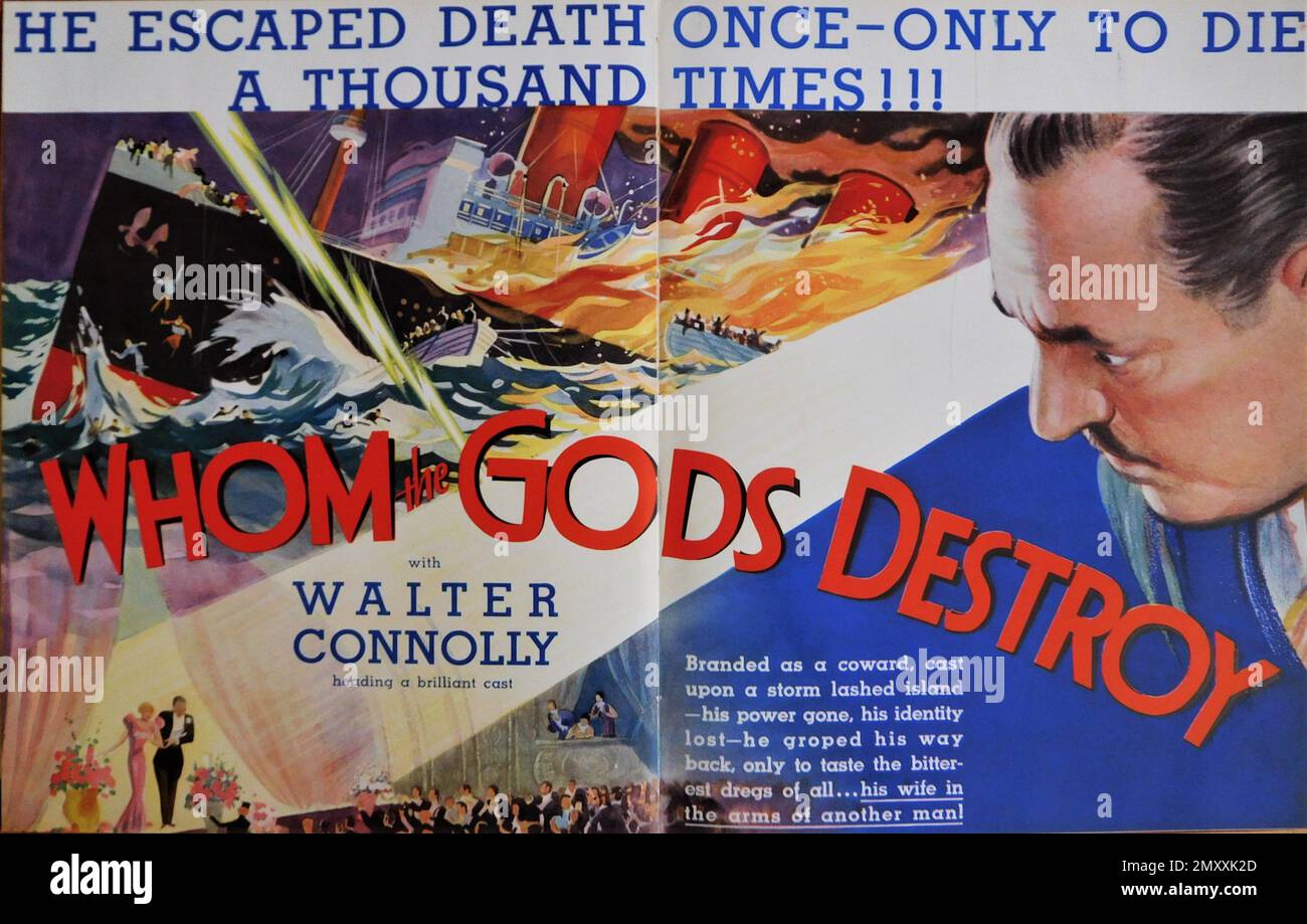 Illustrazione promozionale per WALTER CONNOLLY ROBERT YOUNG e DORIS KENYON IN WHER THE GODS DESTROY (rilasciato nel luglio 1934) regista WALTER LANG) da Studio Year Book per il prossimo 1933 - 1933 Columbia Pictures Foto Stock