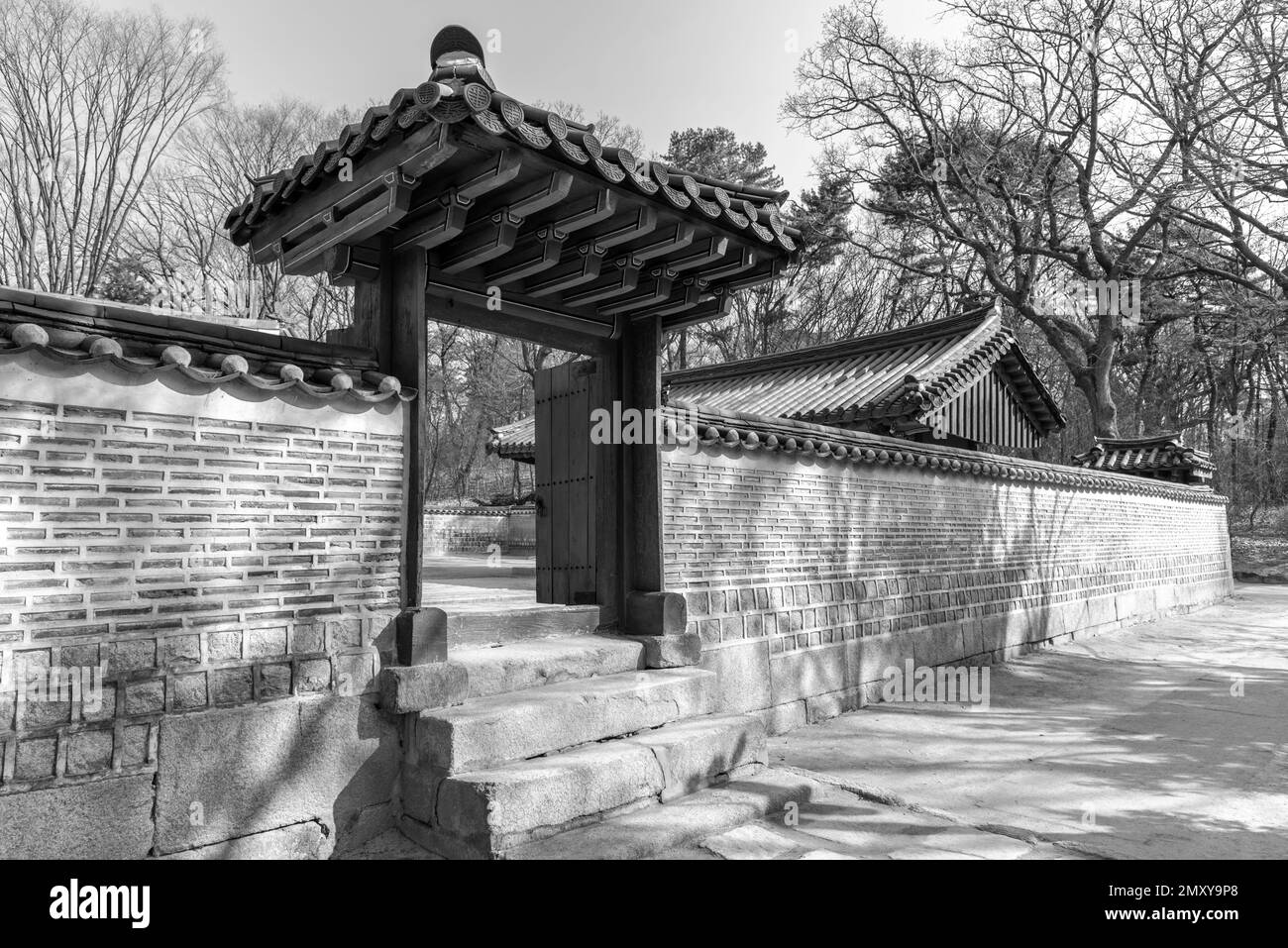 Jongmyo Confuciano santuario dedicato ai re e regine defunti della dinastia Joseon coreana a Seoul, Corea del Sud Foto Stock