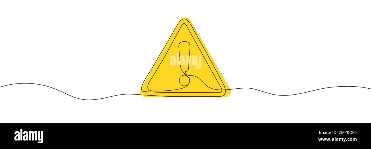 Il punto esclamativo viene disegnato con una sola linea. Sfondo lineare. Punto esclamativo su una linea continua. Illustrazione vettoriale Illustrazione Vettoriale