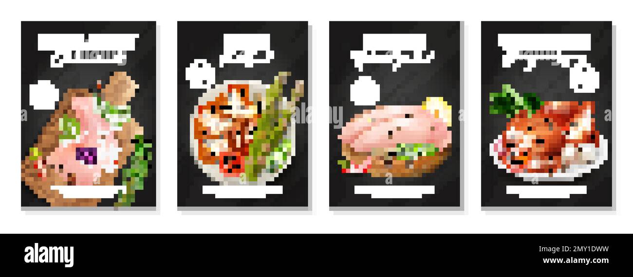 Poster verticale realistico di carne di pollo fresca naturale con prodotti crudi e grigliati testo modificabile su sfondo nero illustrazione vettoriale isolata Illustrazione Vettoriale