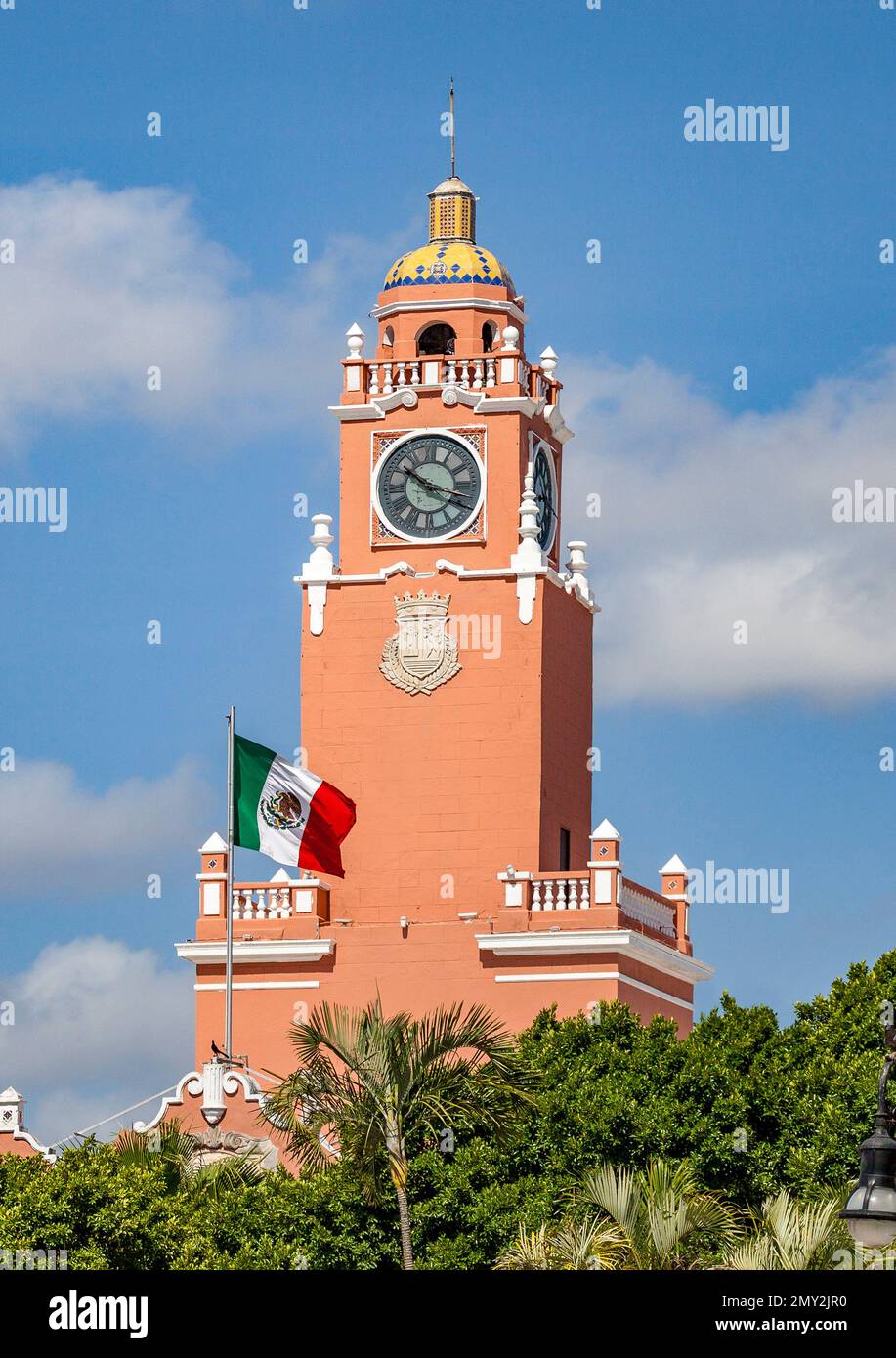 Torre dell'Orologio del Municipio, Mérida, Messico Foto Stock
