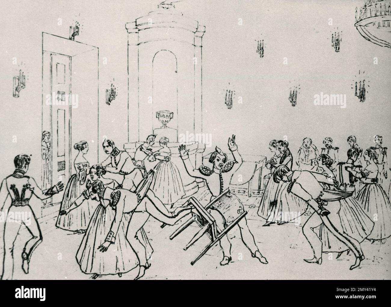 Passatempi della nobiltà, illustrazione di Balmont, Francia 1838 Foto Stock