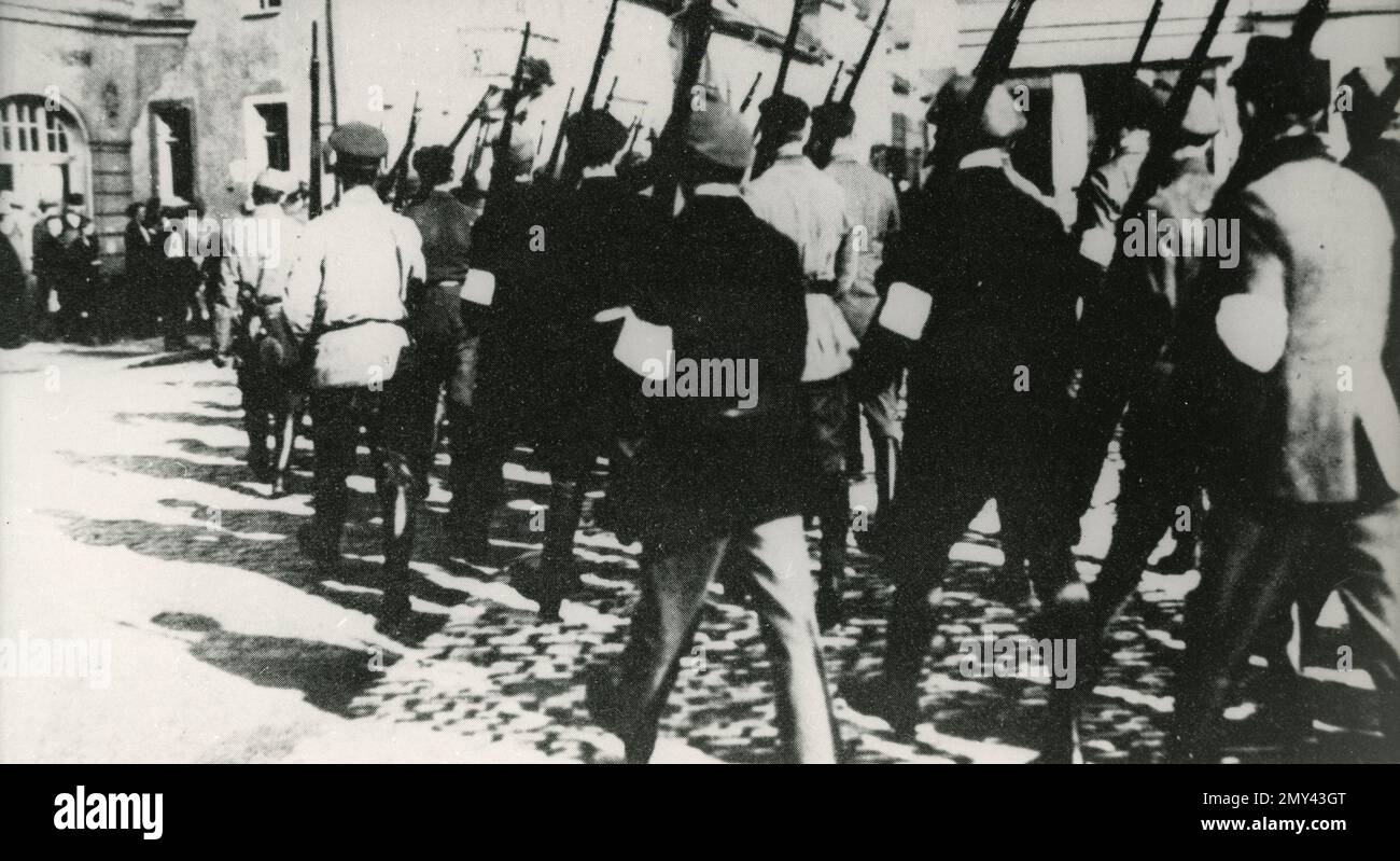 Gruppo di nazisti durante il putsch di Monaco, Germania 1923 Foto Stock