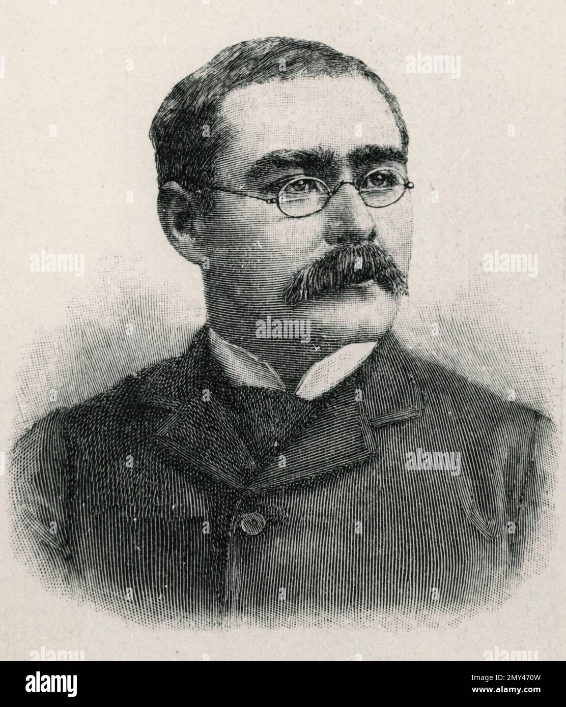 Ritratto di romanziere inglese, scrittore di storia breve, poeta e giornalista Rudyard Kipling, 1900s Foto Stock