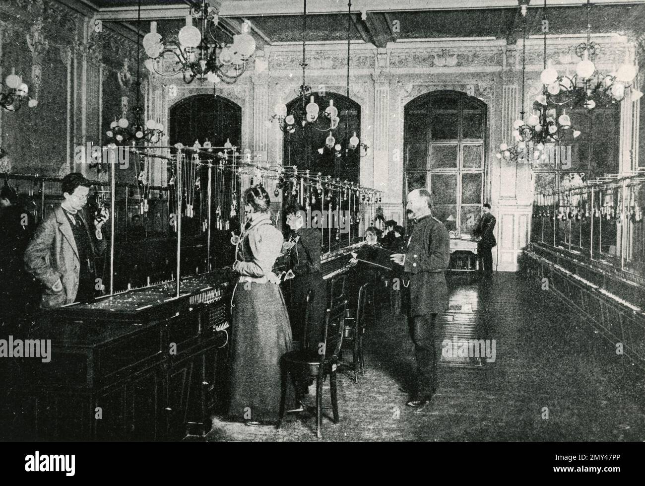 Vista dell'ufficio telefonico IX di Berlino, Germania 1890s Foto Stock