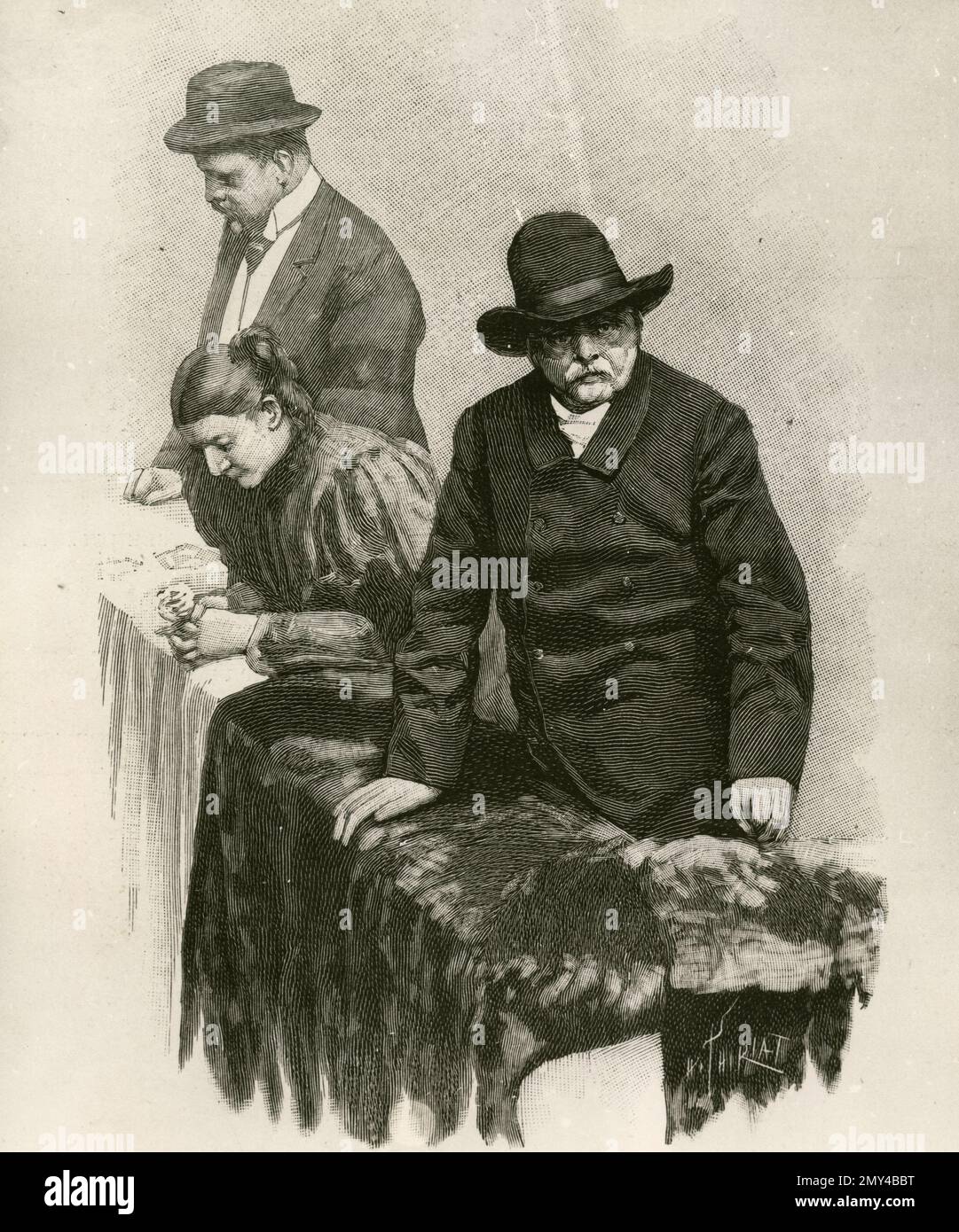 Lo statista e diplomatico tedesco otto von Bismarck riceve i visitatori, illustrazione 1870s Foto Stock