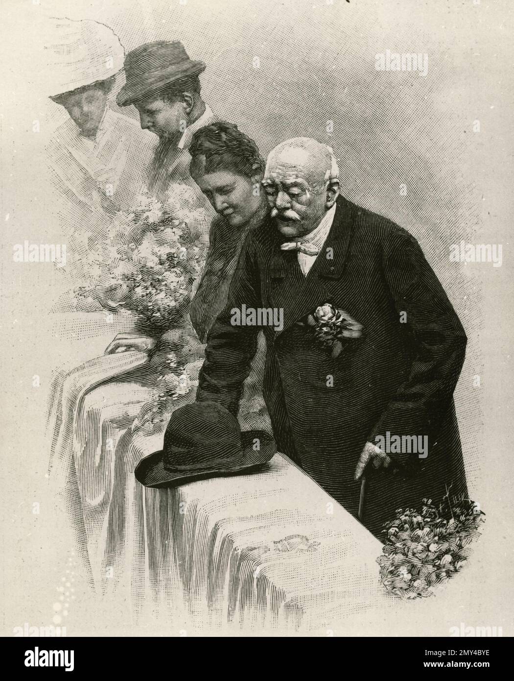 Lo statista e diplomatico tedesco otto von Bismarck riceve la delegazione di Brunswick, figura 1870s Foto Stock