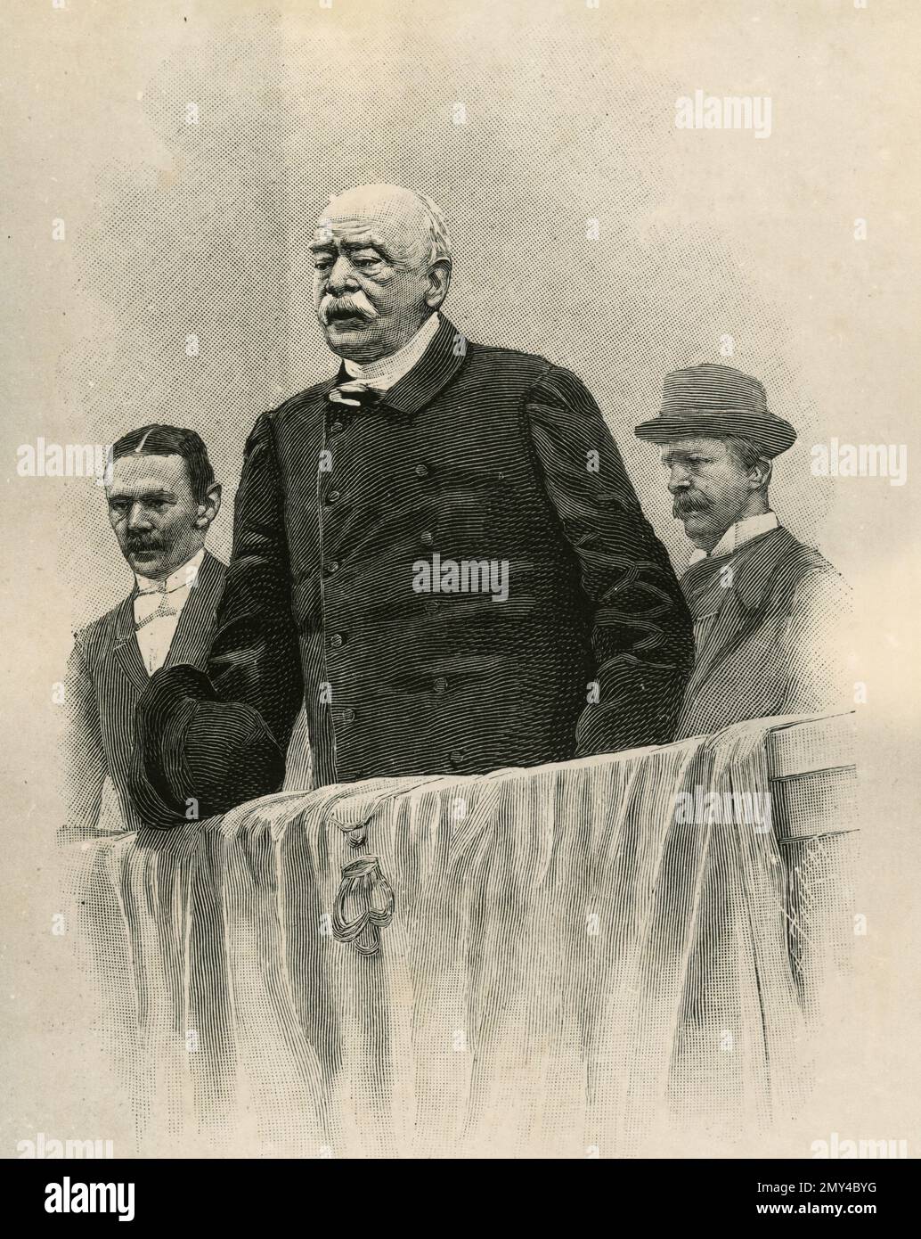 Lo statista e diplomatico tedesco otto von Bismarck riceve i sindaci della sua provincia, figura 1870s Foto Stock