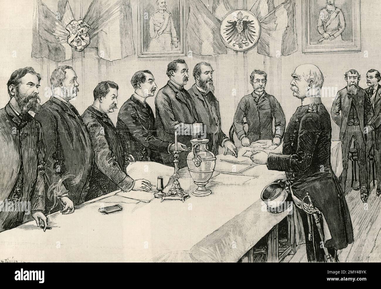 Lo statista e diplomatico tedesco otto von Bismarck ha espresso il suo voto, illustrazione 1870s Foto Stock