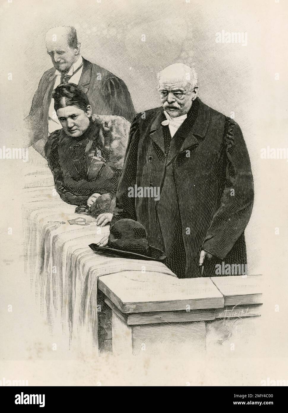Lo statista e diplomatico tedesco otto von Bismarck riceve la delegazione di Hannover, figura 1870s Foto Stock