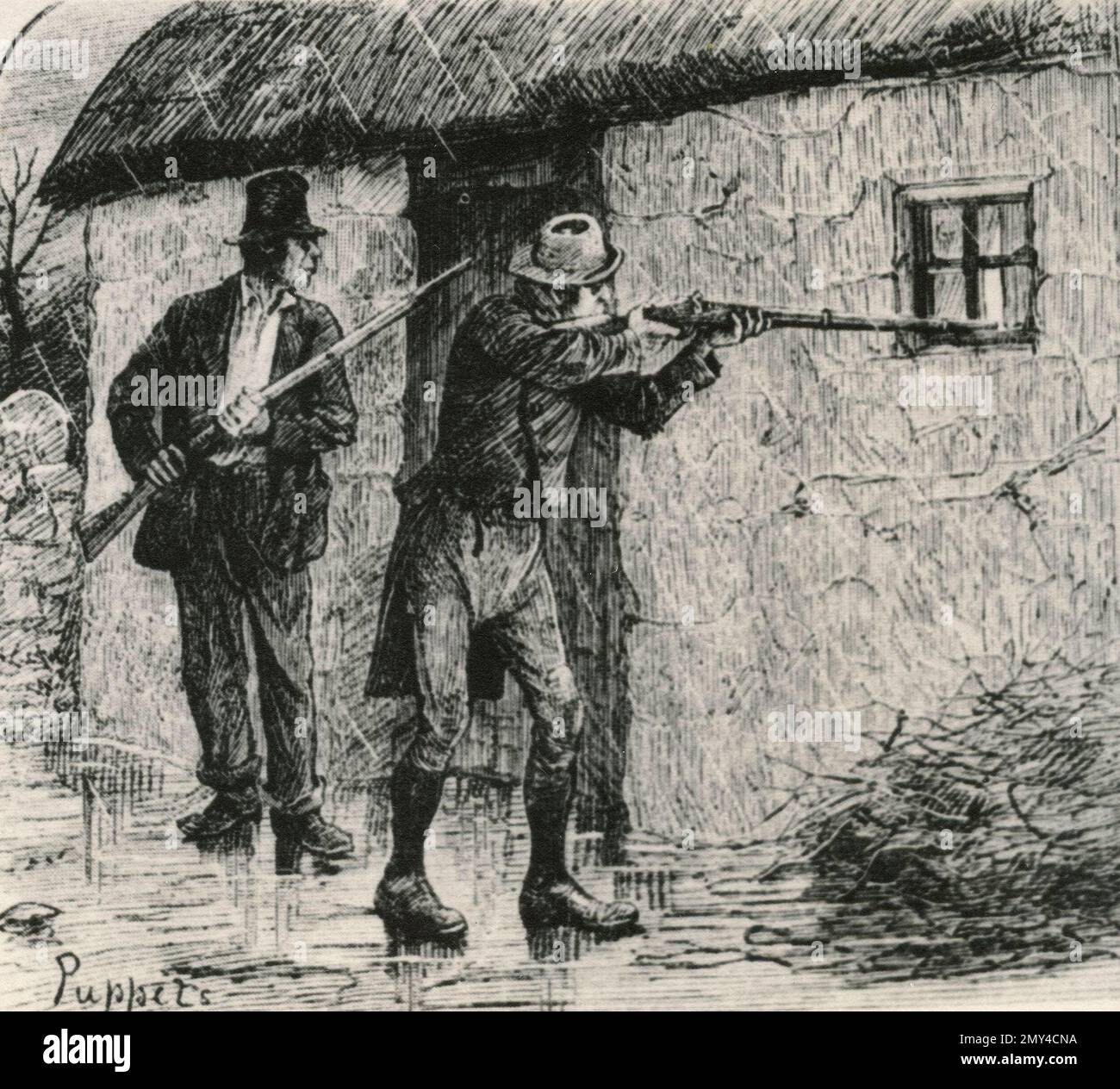Immagini simpatiche per i proprietari terrieri contro la Lega irlandese, Irlanda 1890s, illustrazione Foto Stock