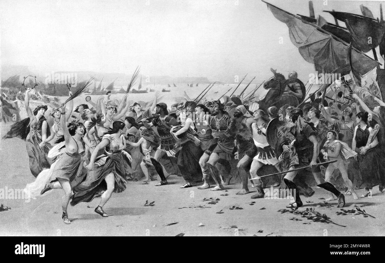 La Battaglia di Salamis. Illustrazione della battaglia tra gli stati