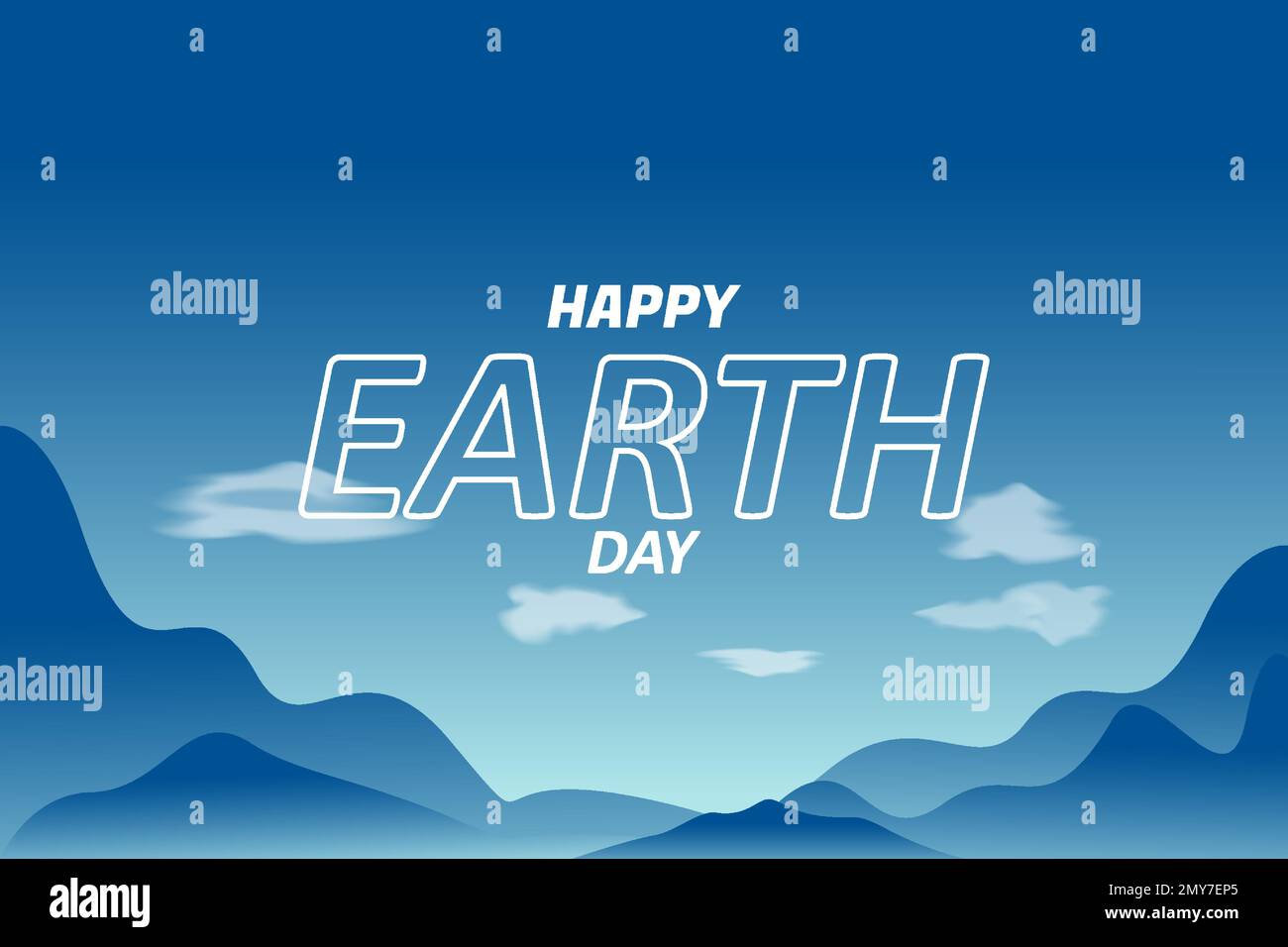 cielo e montagne per lo sfondo del poster del giorno della terra. Design ecologico con il concetto di salvare la Terra. Buon giorno della Terra Illustrazione Vettoriale