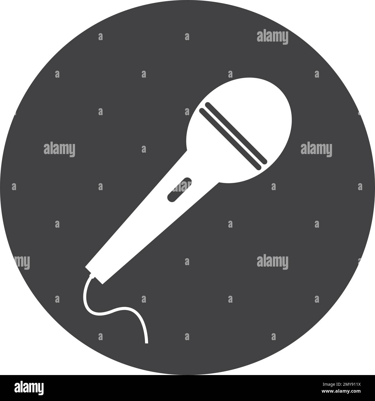 design piatto del modello vettoriale dell'icona del microfono Illustrazione Vettoriale