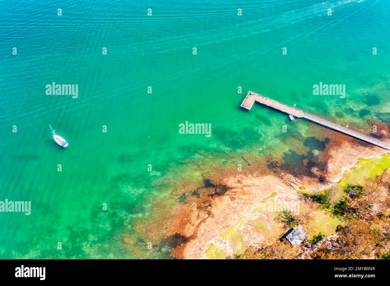 Acque pulite e trasparenti del Lago Macquarie in Australia a Murrays Beach Resort. Foto Stock