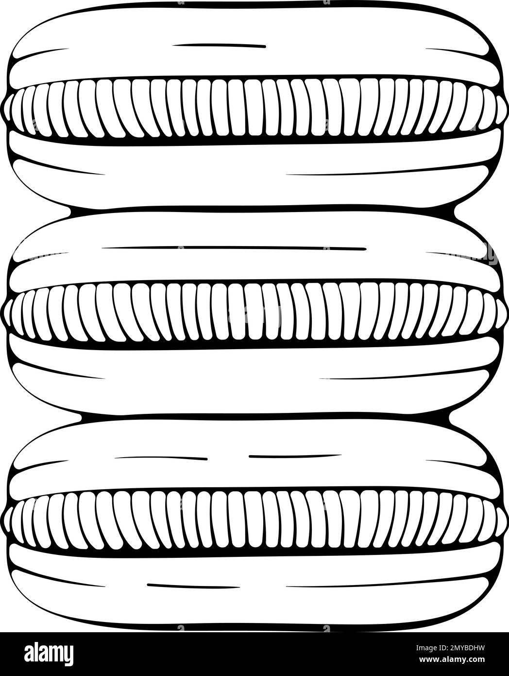 Tre macaron line art Illustrazione Vettoriale