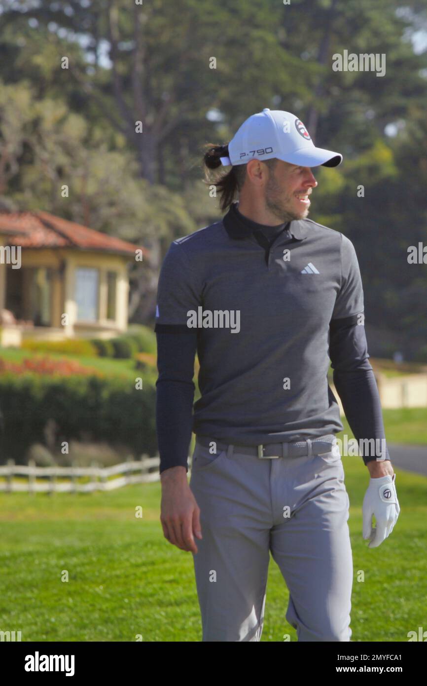 Pebble Beach, California, Stati Uniti. 4th Feb, 2023. Gareth Bale al 12th su Pebble Beach Links durante il terzo round del torneo di golf AT&T Pro-Am 2023, PGA Tour Credit: Motofoto/Alamy Live News Foto Stock