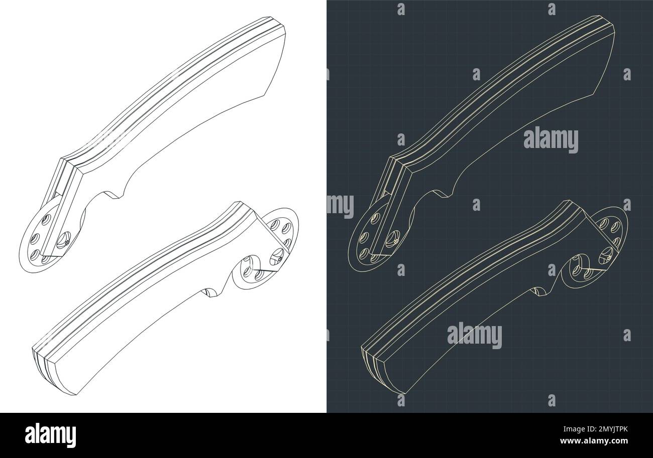 Illustrazioni vettoriali stilizzate di progetti isometrici di una fresa rotante Illustrazione Vettoriale